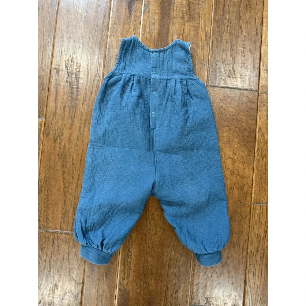 Moulin Roty Romper Jumper Girls 6M Blue Made in France 100% Cotton One Piece Kid